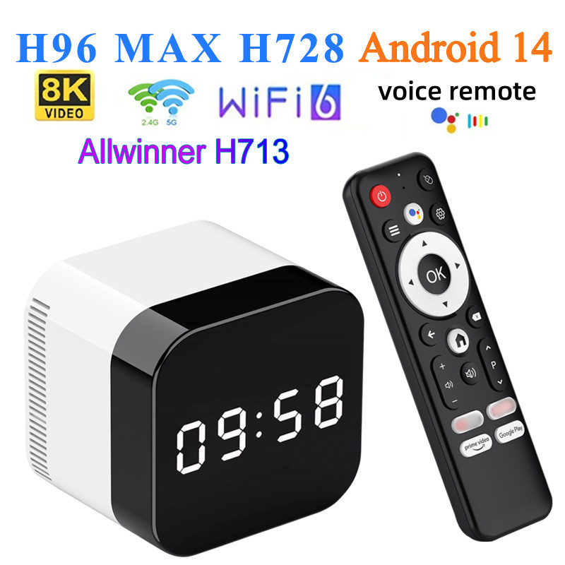 H96MAX H728wifi6 Android 14 กล่องทีวี 8K HD กล่องทีวีบลูทูธ IBQE