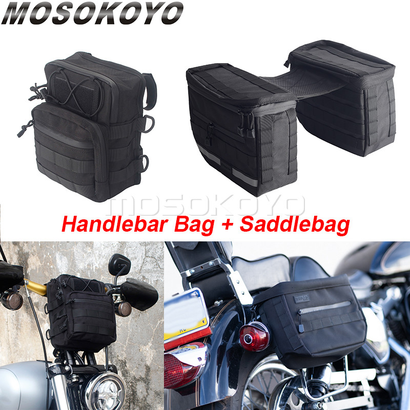 MY Universal Club สไตล์ Saddlebag Escape กระเป๋าด้านหน้า T-bar Handlebar สําหรับ Harley Dyna Sportst