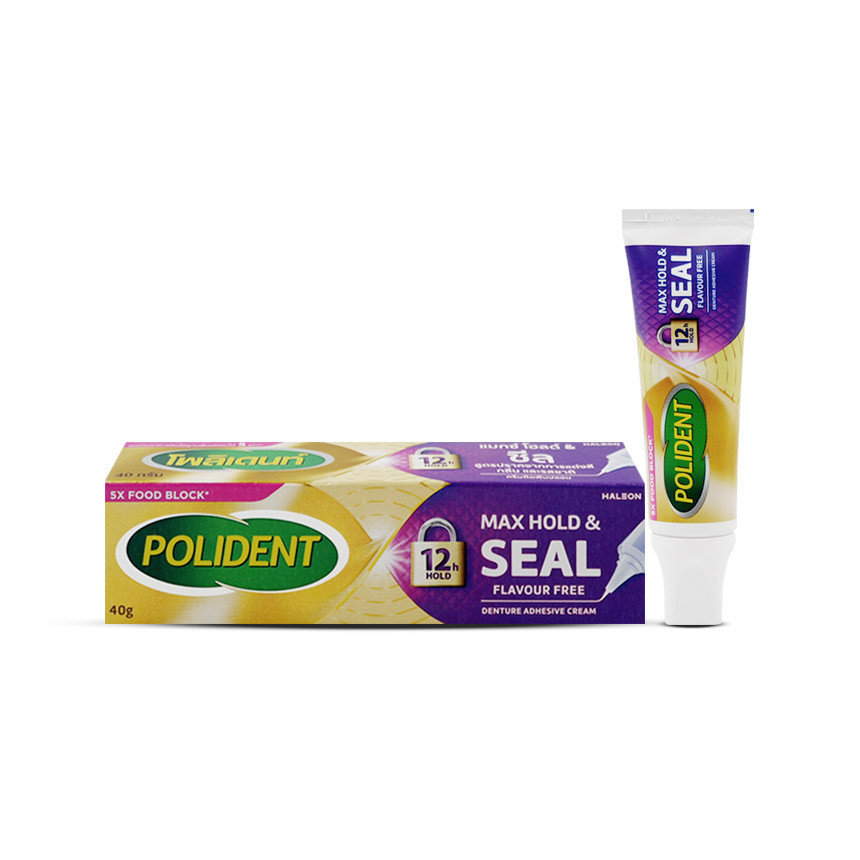 Polident Max Hold & Seal Flavour Free หลอด 40 g