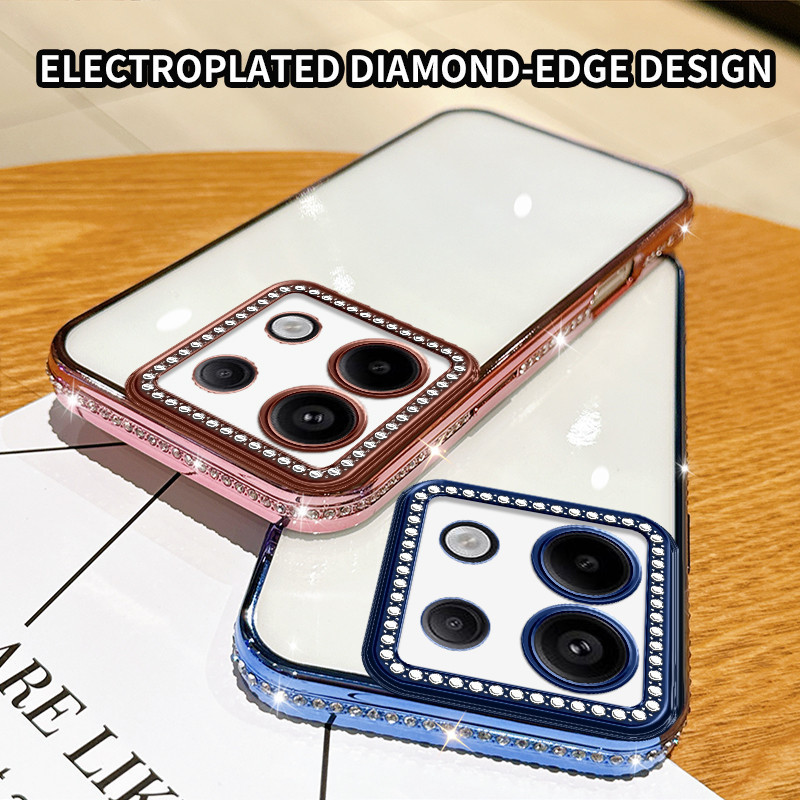 เคส Redmi Note 13 Pro 5G 2312DRA50C 2312CRAD3C 2312DRA50G 2312DRA50I แฟลชเพชรขอบเคสโทรศัพท์โปร่งใสป้