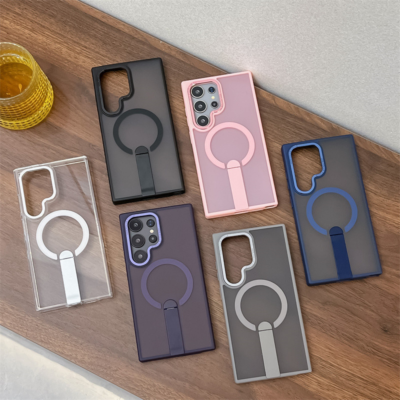 Magnetic Translucent Casing Funda สําหรับ Samsung Galaxy S26 S25 Edge S25 S24 Ultra Plus FE Kickstand Back Case ราคา ถูกที่สุด โปรบีเคเค