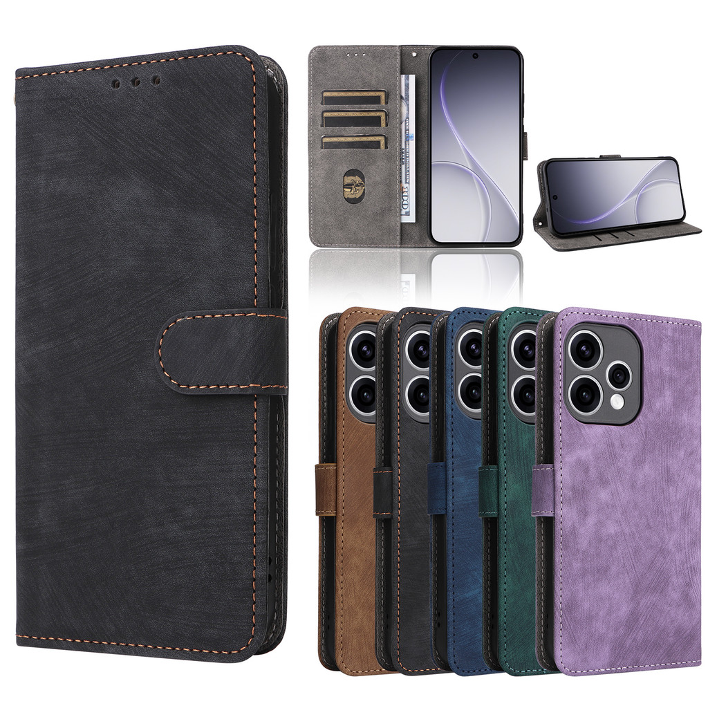 OPPO Reno 15 Pro Max กันกระแทกสําหรับ OPPO Reno15 Pro 15F Reno15 F 15Pro 5G 2026 หรูหราหนังฝาครอบโทรศัพท์ปลอกช่องเสียบการ์ดกระเป๋าสตางค์ขาตั้ง Soft TPU Edge กันชนปลอดภัย