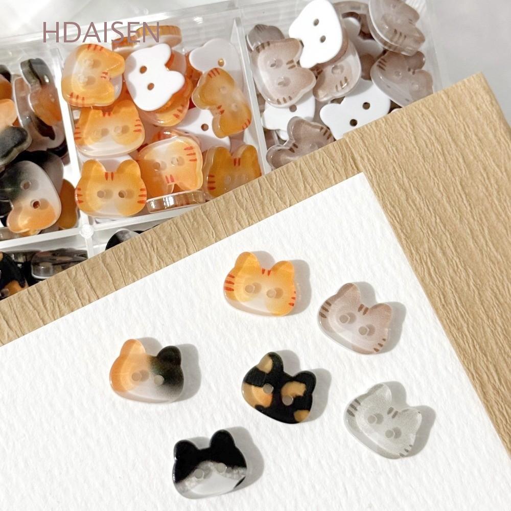 HDAISEN 30 ชิ้นปุ่มคิตตี้,12 มิลลิเมตรสร้างสรรค์ปุ่มแมวผ้าดิบ,แมวทักซิโด้แฟชั่นน่ารักเรซิ่นขิงปุ่มแมวอุปกรณ์เสื้อผ้า