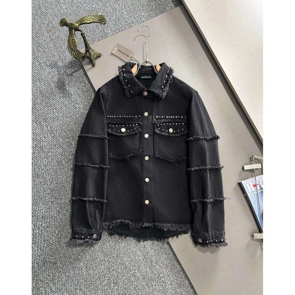 Balenciaga Catwalk Style Jacquard Denim Jacket เหมาะสำหรับทั้งผู้ชายและผู้หญิง