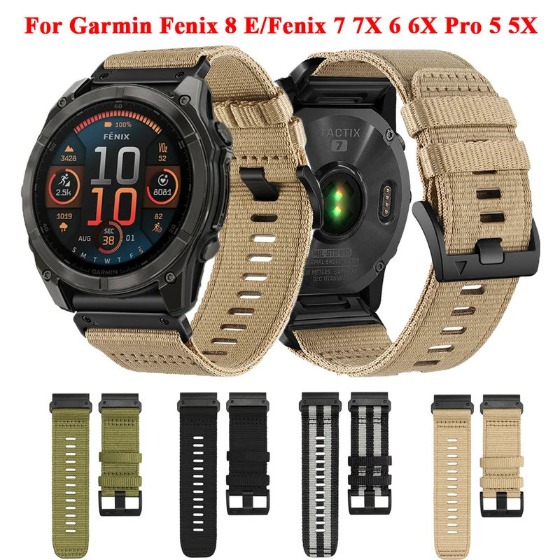 Quickfit ไนลอนสายนาฬิกาสําหรับ Garmin Fenix 8 E 5 5X 6 6X Pro 7 7X Epix Pro Smartwatch