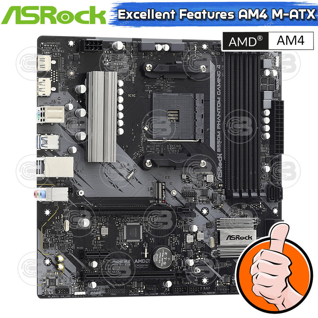 [CoolBlasterThai] ASROCK MAINBOARD B550M PHANTOM GAMING 4 AMD SOCKET AM4 DDR4 M-ATX ประกัน 3 ปี