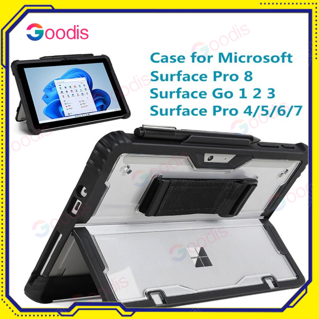 เคส สําหรับ Microsoft Surface Pro 12 11 10 9 8 7+ 7 6 5 4 Go 1 2 3 4 Clear Hard Case ฝาปิด ป้องกัน กันกระแทก + สายสะพาย