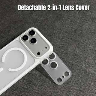 【Transformed into 17 Pro+】Detachable 2-in-1 Lens Cover Matte Skin-Friendable Magnetic Case สําหรับ iPhone 13 14 15 16 PRO MAX 17Air คลุมทั้งหมดกันกระแทก Hard Back Cover