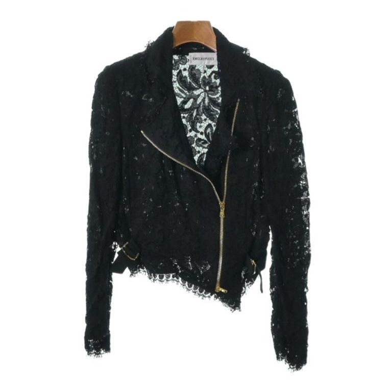 Emilio Pucci Biker Jacket Lace Women black Direct from Japan Secondhand