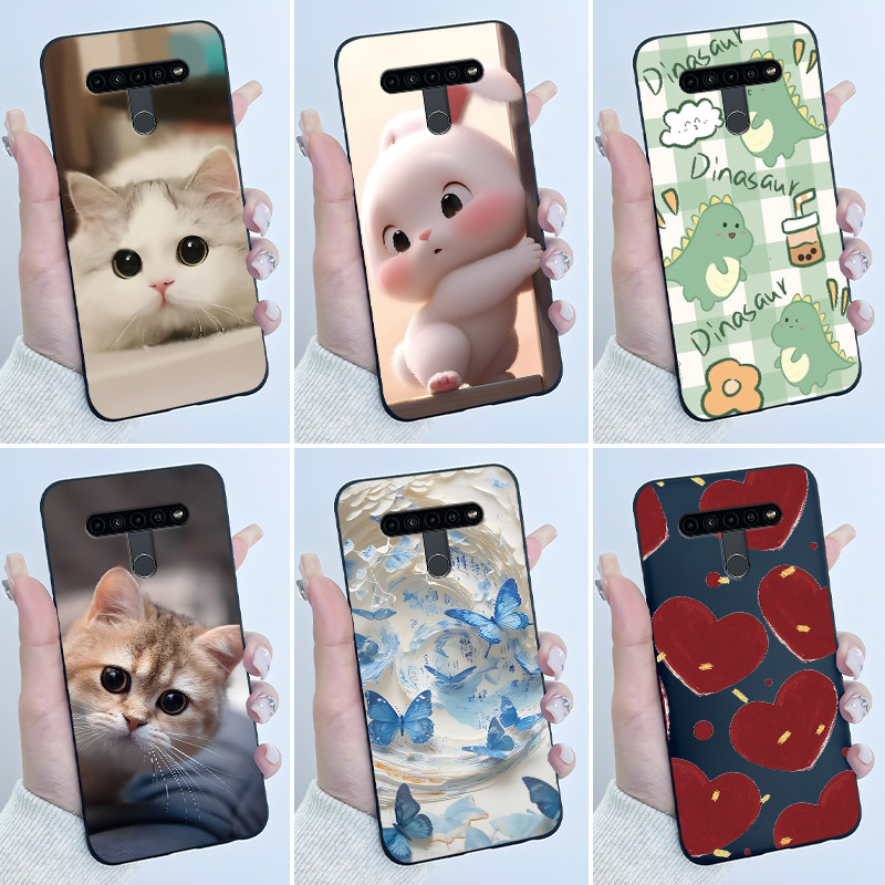 เคสน่ารักสําหรับ LG K41S / LG K51S การพิมพ์เชลล์ฝาครอบป้องกันซิลิโคนอ่อนนุ่มการ์ตูนปลอกสีดํา