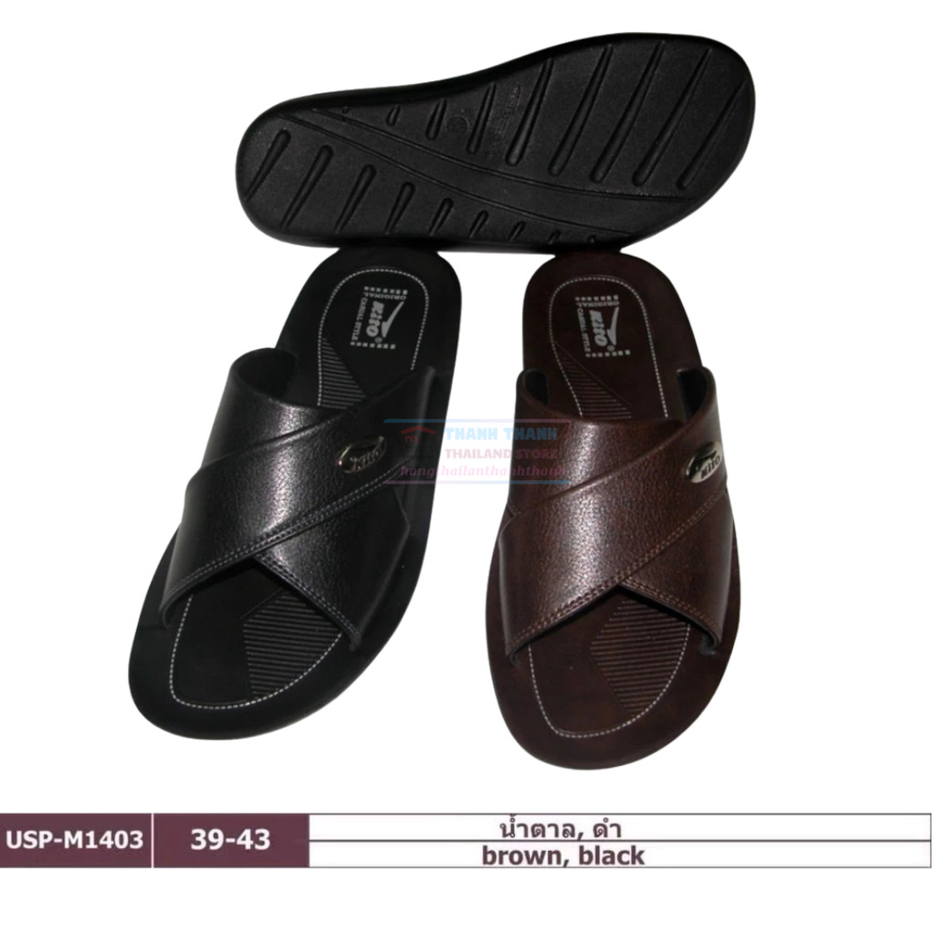 THAILAND LEATHER SLIPPERS KITO M1403 สบาย - Polite - เดินสบายทุกวัน