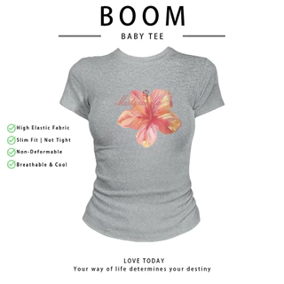 COD（จัดส่งภายใน 24 ชั่วโมง）เสื้อสาวอวบ เสื้อครอปท็อป แขนสั้น babytee สไตล์เกาหลี y2k T-shirt | FLOWER