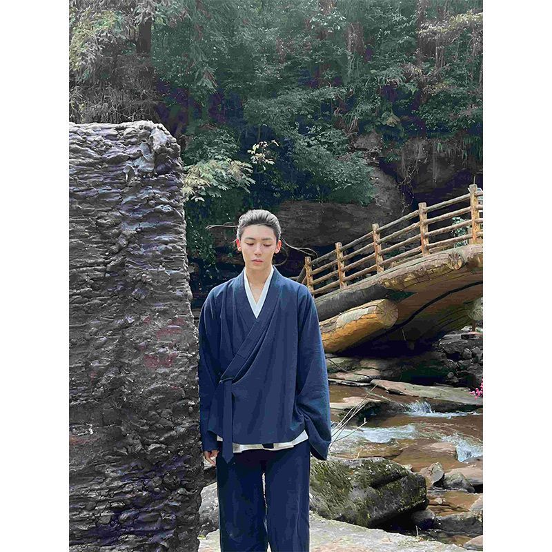 ใหม่สไตล์จีนชายสไตล์จีน หวู่ดัง วัง พวกคุณ สไตล์เดียวกันลัทธิเต๋าเสื้อคลุมแจ็คเก็ตชายผ้าฝ้ายผ้าลินินเจ็ดจุดเสื้อคลุม นี้ จิ ฝึก เลย์แมน ชุ - รูปที่ 5