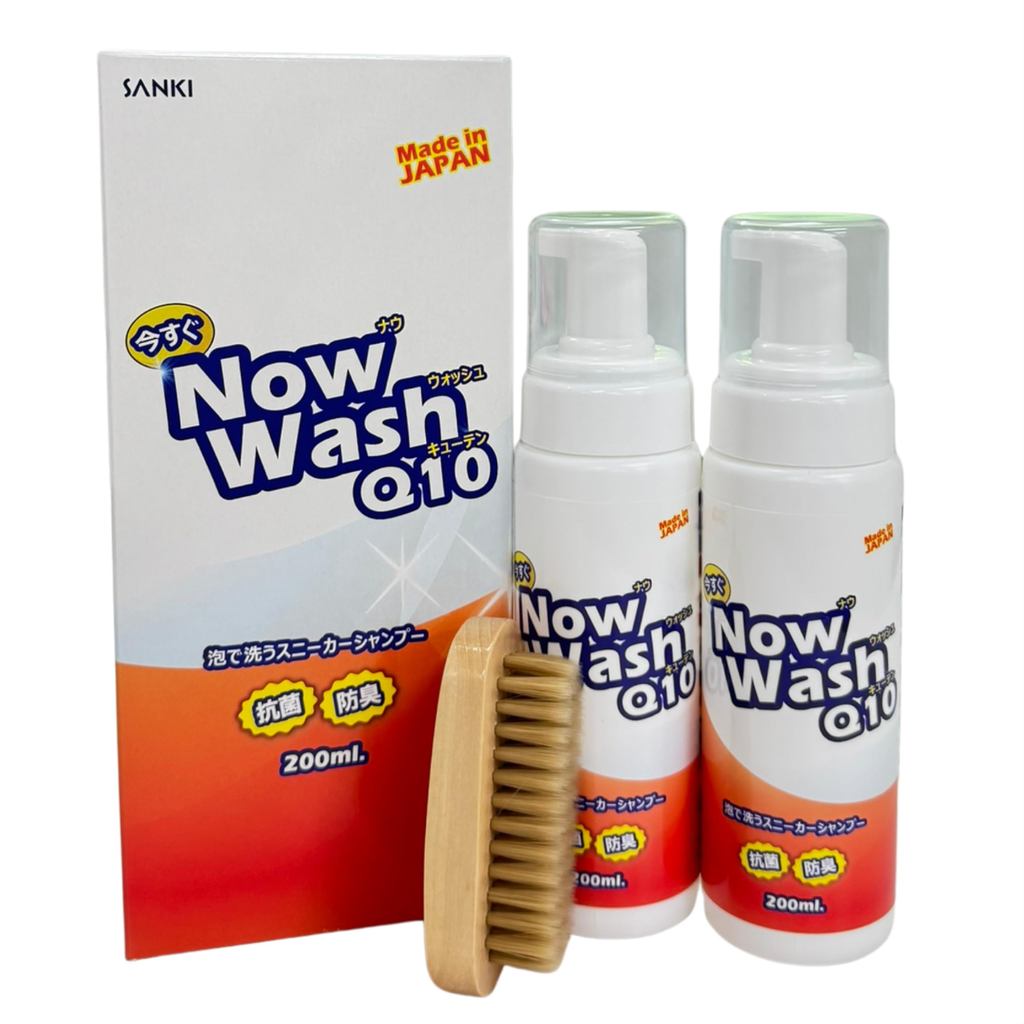 [sanki] Now Wash Q10 Two-Bottle Set with Dedicated Brush, Shoe Cleaner for Maintenance, No Water Nee