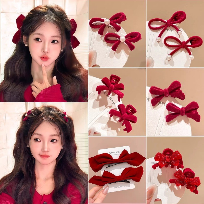 กิ๊บโบว์สีแดงสำหรับผู้หญิง ดีไซน์สวยไม่เหมือนใคร