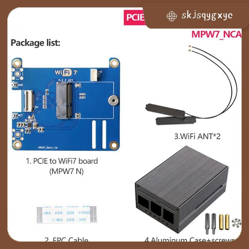 skjsqygxycMPW7NCA สําหรับ 5 PCIE ถึง M.2 E-Key WiFi7 โมดูล + กรณี BE200 สนับสนุน TPU,WiF6E AX210,AX2