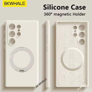 SAMSUNG BKWHALE 360 Magnetic Bracketซิลิโคนเหลวเคสโทรศัพท์สําหรับSamsung Galaxy S26 S25 Ultra S24 Plus S25 + S24 Ultra S25 + S24 + S24 + ปลอกพร้อมที่วาง
