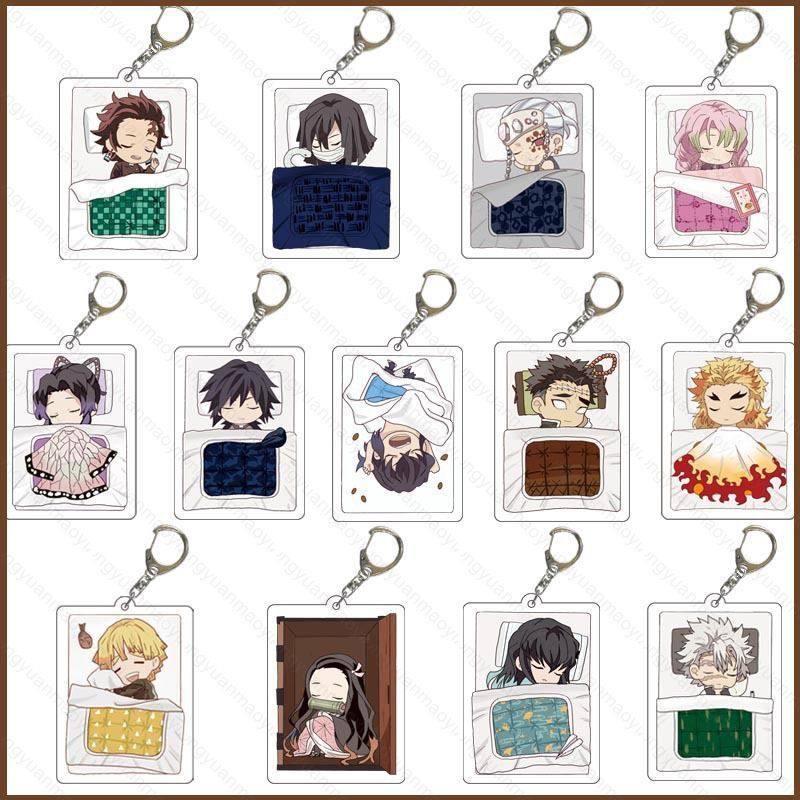 ZY2 Demon Slayer พวงกุญแจกระเป๋าจี้อะคริลิคพวงกุญแจ Tanjirou Nezuko Giyuu อะนิเมะพวงกุญแจของขวัญ 2 ด