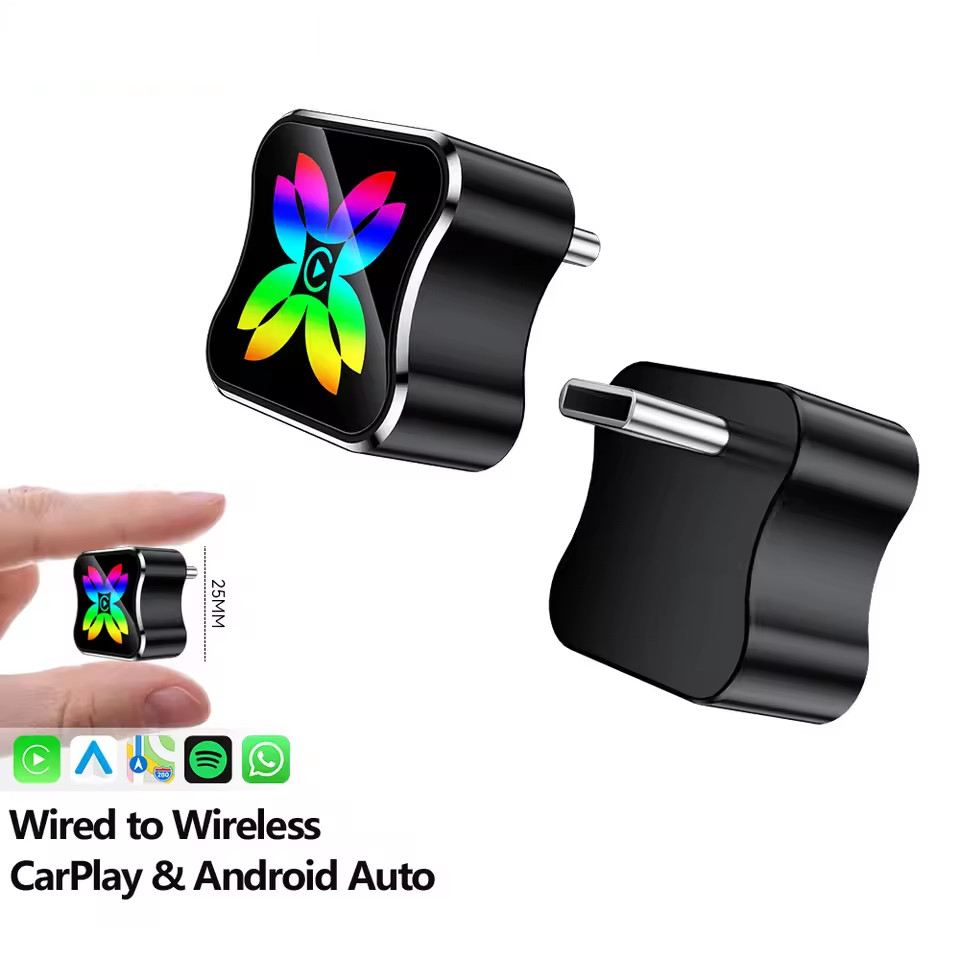 อะแดปเตอร์ USB C Wireless CarPlay สําหรับ Apple IOS Android 2 IN 1 Plug & Play Android Auto AI สมาร์