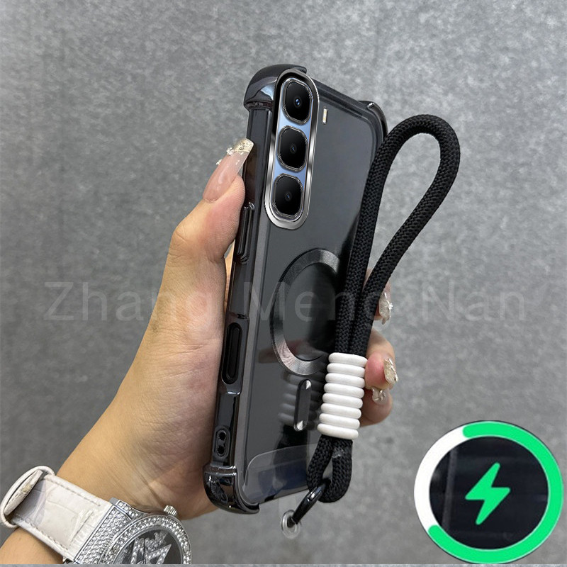 เหมาะสําหรับ Infinix Hot 60 Pro plus Hot 60i 4g 5g 60 Pro + เคสโทรศัพท์ชาร์จแม่เหล็กเคสโทรศัพท์สี่มุ