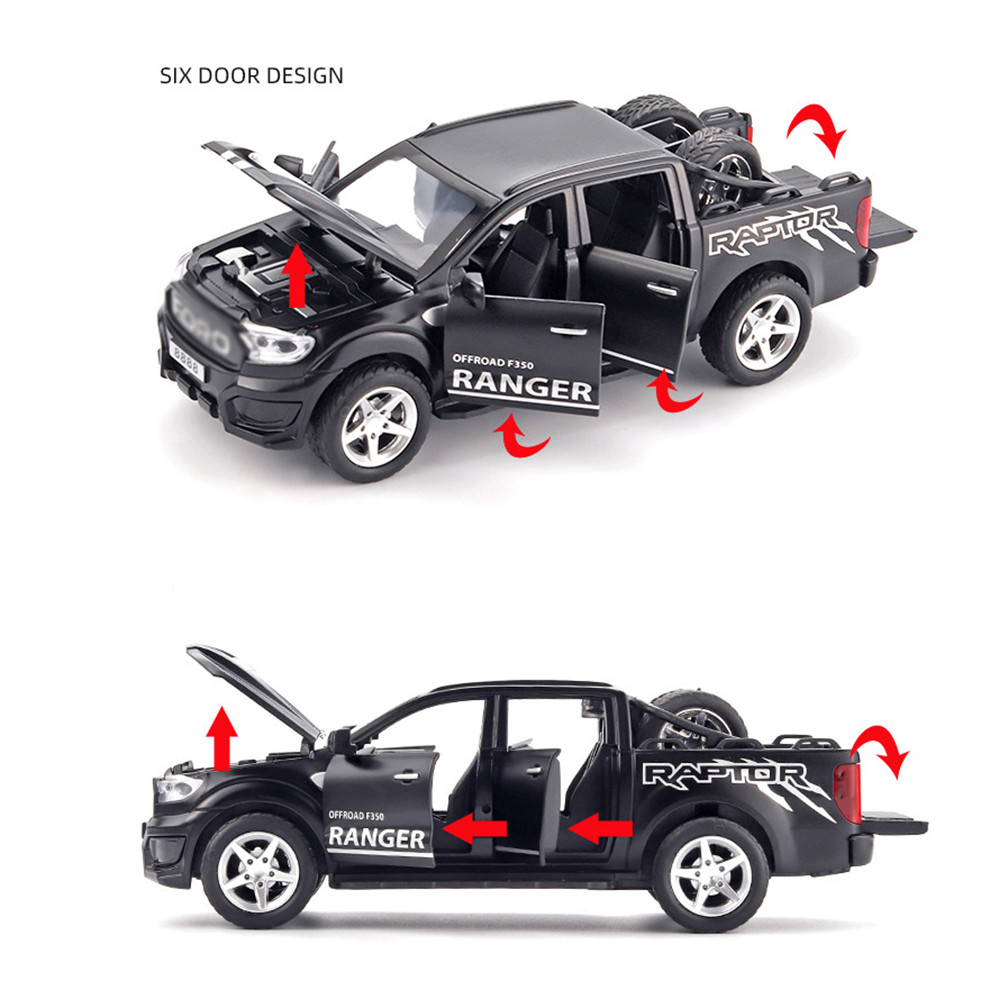 พร้อมส่ง โมเดลรถ Pickup Ford F350 1/32 รถบรรทุกของเล่น มีไฟมีเสียง ประตูเปิดได้ - รูปที่ 5