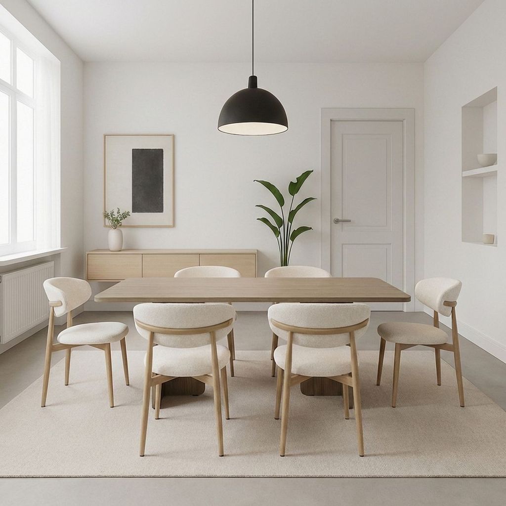 SB Design Square SET PABLO Dining Table & HABIBI สีเบจ Chair Light Wood  แบรนด์ SB DESIGN SQUARE
