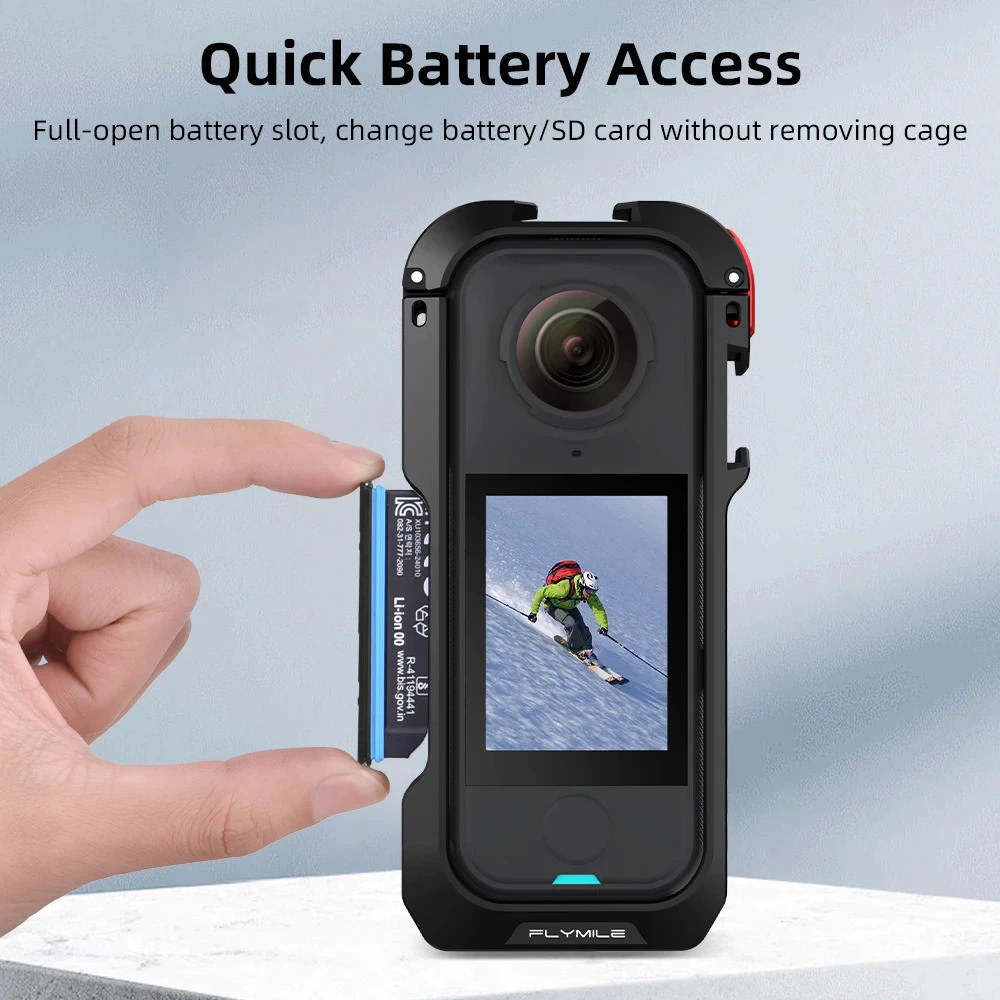 Flymile มัลติฟังก์ชั่กระต่ายกรงกรอบอลูมิเนียมสําหรับ Insta360 X4 Air, ซิลิโคนเลนส์หมวกป้องกัน Anti-drop สําหรับ INSTA360 X4 Air กล้องอุปกรณ์เสริม thumbnail 6