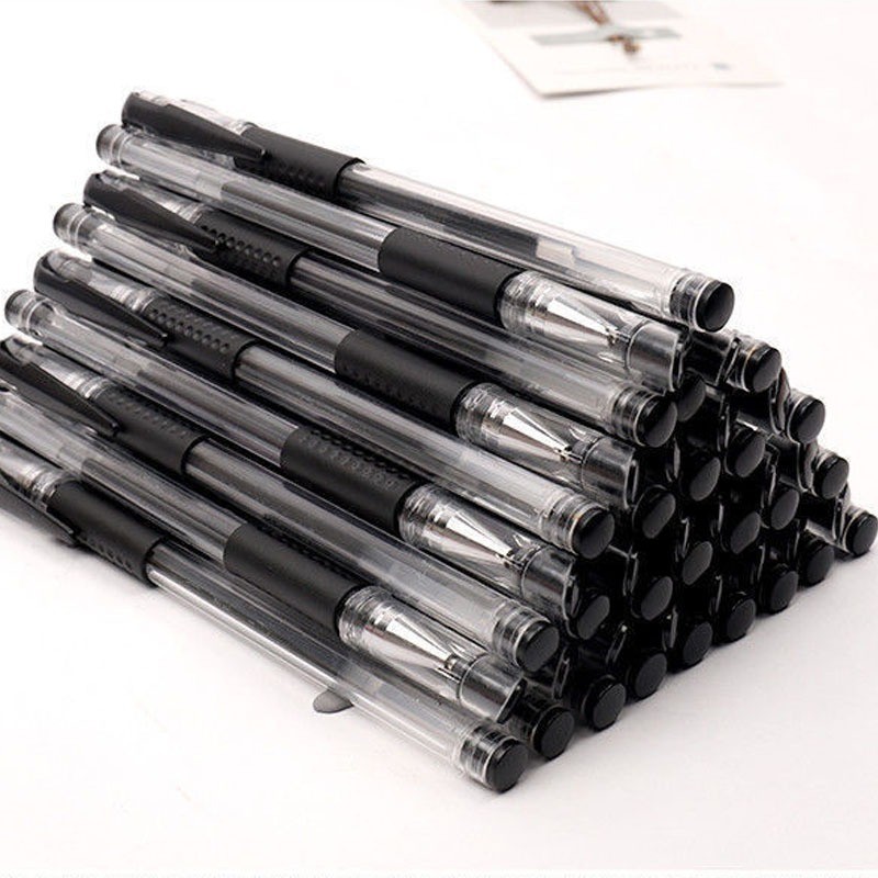 แพ็ค 10 ชิ้น ปากกาเจล หัวปกติ/หัวเข็ม 0.5mm สีน้ำเงิน แดง ดำ ปากกาหมึกน้ำ