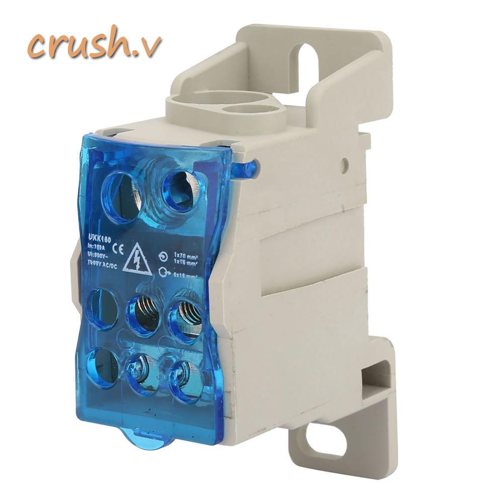 [CRUSH] UKK160 DIN Rail Terminal Block Box, 160A 690V, ทนทานติดตั้งง่าย Blue Electric Wire Connector