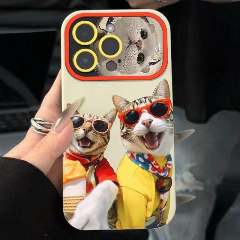 Selfie Trend Cat หน้าต่างขนาดใหญ่สําหรับ iPhone เคสโทรศัพท์สําหรับ iPhone 16 Pro Max/15/17 Pro/14 Pr