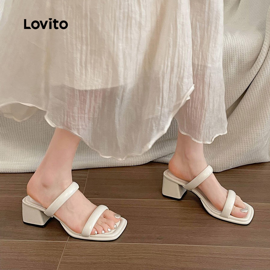 (Lovito Refine) รองเท้าส้นสูงแบบมินิมัลที่ดูเรียบหรูสำหรับผู้หญิง LR15E416