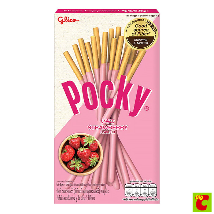 กูลิโกะ ป๊อกกี้ บิสกิตแท่งเคลือบสตรอว์เบอร์รี่ 43 ก.