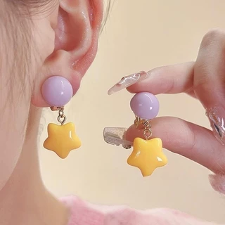 earring ต่างหูสตั๊ด 1 คู่ ins สไตล์เกาหลี หวาน น่ารัก y2k ดอกไม้ star สีโดพามีน COD
