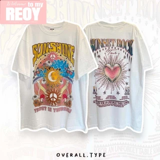 เกาหลี เสื้อยึด ผ้าเทคโนโลยี Sorona จากอเมริกา พิมพ์ลาย pasta เสื้อยืด oversize เหมาะ ผู้หญิง และ ผู้ชาย