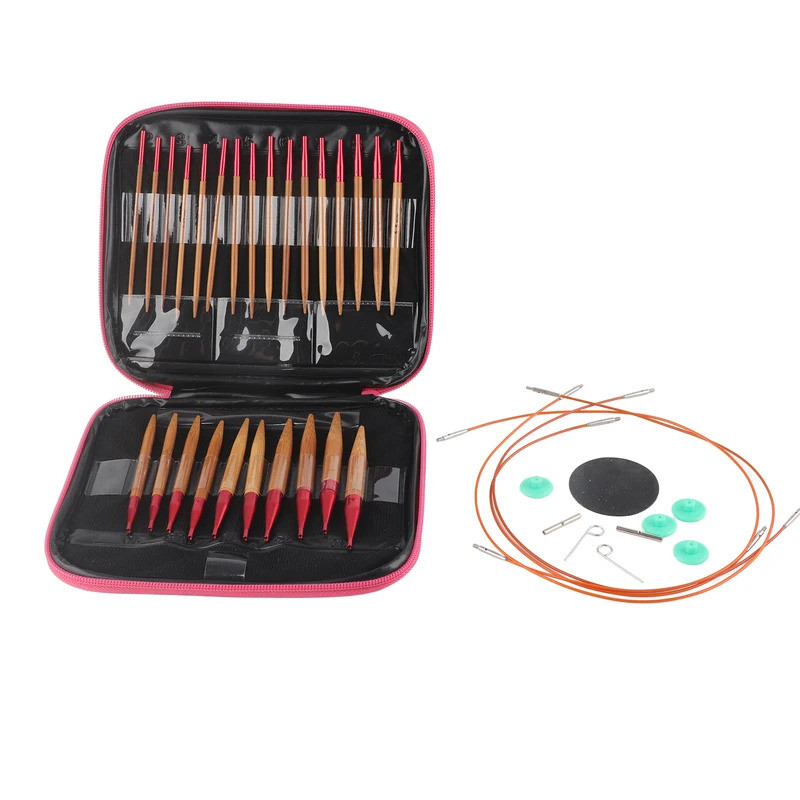 Interchangeable Knitting Needles Interchangeable Carbonized Bamboo Needles Set Aluminum Circular Kni