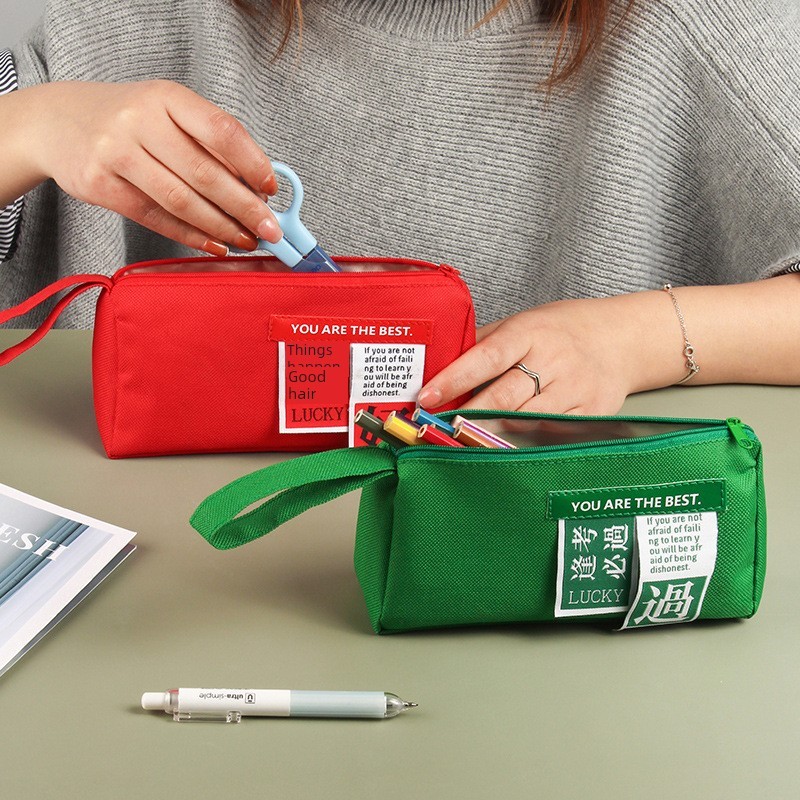 ตลับดินสอ กล่องดินสอ muji กระเป๋าใส่ดินสอแบบเรียบง่ายกระเป๋าใส่ดินสอแบบอักษรที่มีมูลค่าสูงและมีความจ