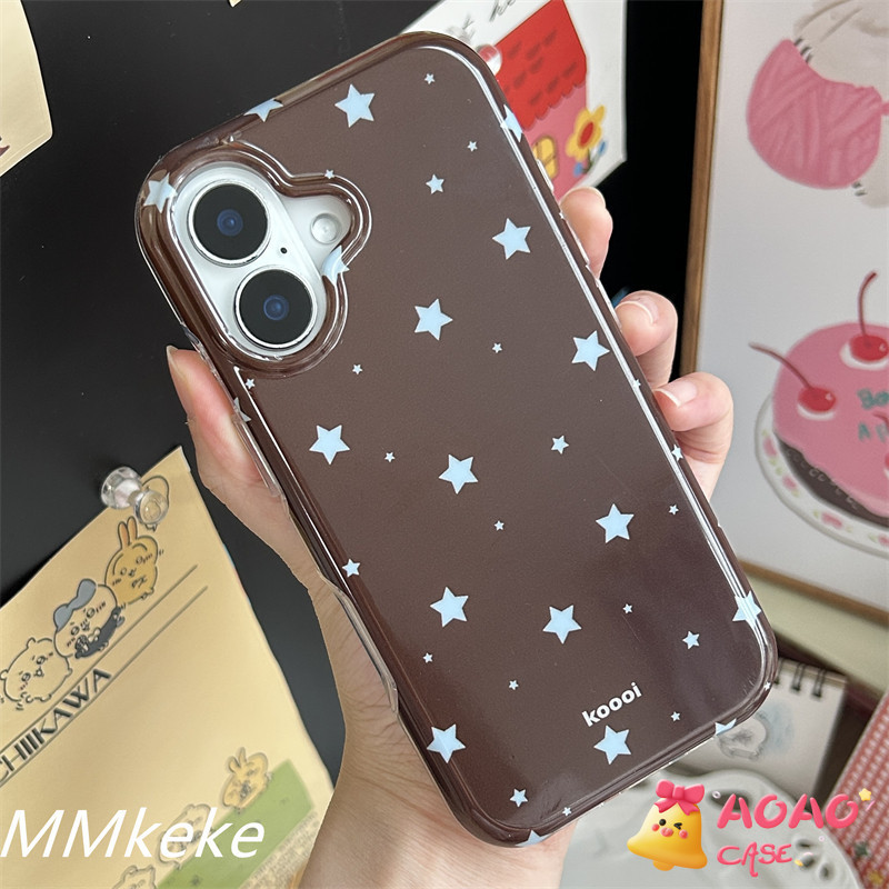 เคสสไตล์เกาหลี ดาวสีน้ำตาล เหมาะสำหรับ OPPOA15 A74 A78 A98 A16 A3s A3pro A1K A76 A3X A7 A60 A38 A9 A58 A16K A57 A52 A17K
