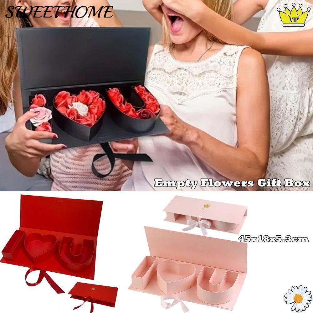 บ้านหวาน กล่องของขวัญวาเลนไทน์, สี่เหลี่ยมผืนผ้าขนาดใหญ่ฉันรักคุณกล่องเปล่า, ของขวัญสร้างสรรค์สีแดงสีเครื่องประดับโรแมนติกกล่องของขวัญวั