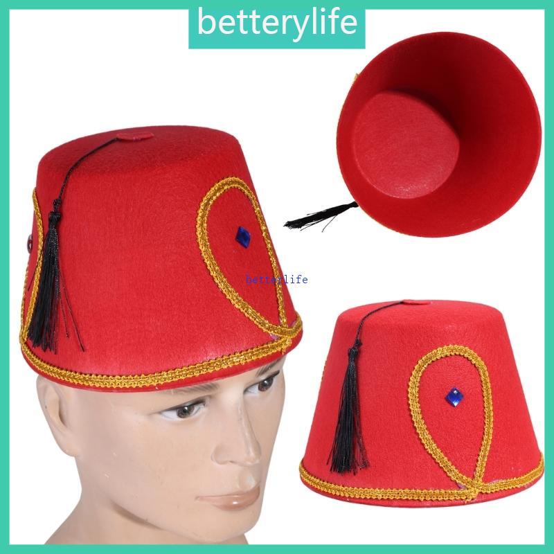 BTF Fez Hat Moroccan Themed Hat Unique ตุรกีและโมร็อกโกสไตล์ Headpiece
