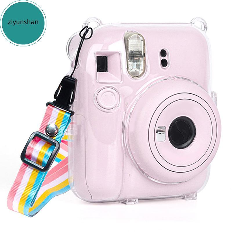 Ziyunshan 1 PC คริสตัลเงากล้องสําหรับ Instax Mini 12 โปร่งใส Glitter กระเป๋าพร้อมสายคล้องสําหรับ Ins