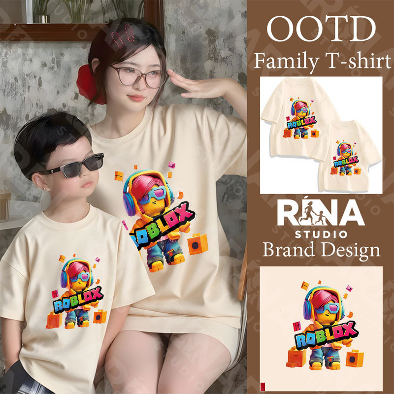 🔥พร้อมส่ง&COD🔥RINA STUDIO🔥 เสื้อครอบครัว ลาย Roblox สตรีทสไตล์ แดนซ์ มิวสิก สุดฮิต สำหรับเด็กและผู้ใ