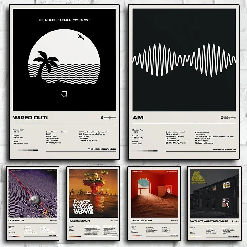 เพลงอัลบั้ม Band รายละเอียดโปสเตอร์ Gorillaz Arctic Monkeys AM Rap Hip Hop Rock ความงามภาพวาดผ้าใบตก