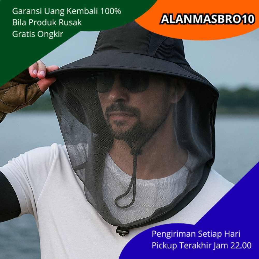 Boonie กลางแจ้ง Anti-ยุงหมวกป่าสุทธิและคอ Flap วัสดุไนลอนกันน้ําสบายสําหรับสวมใส่ทุกวันกลางแจ้งมีสไต