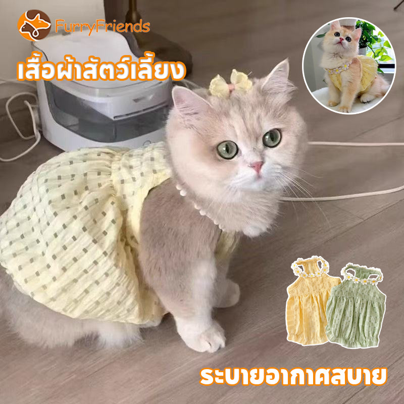 COD เสื้อผ้าแมว เดรสแมว เสื้อผ้าสัตว์เลี้ยง รุ่นบาง ระบายอากาศสบาย กระโปรง ชุดเจ้าหญิง สไตล์น่ารัก