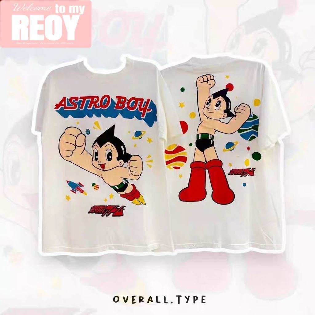 astro boy เสื้อยึด ผ้าเทคโนโลยี Sorona จากอเมริกา พิมพ์ลาย astro boy เสื้อยืด oversize เหมาะ ผู้หญิง
