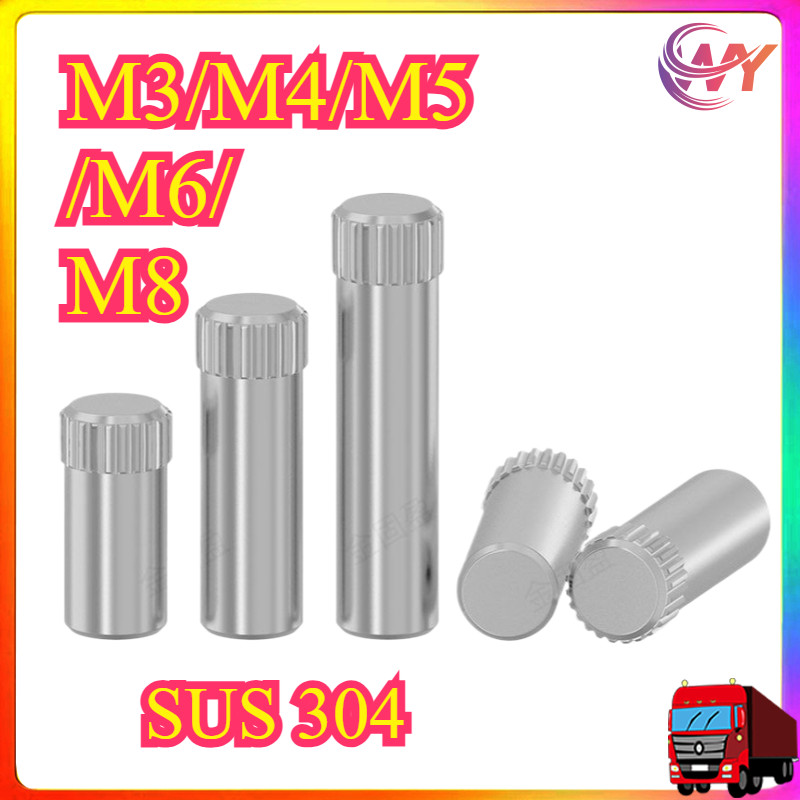 304 สแตนเลส knurled ทรงกระบอก pin shaft pin บานพับ pin M3/M4/M5/M6/M8 WY-MB