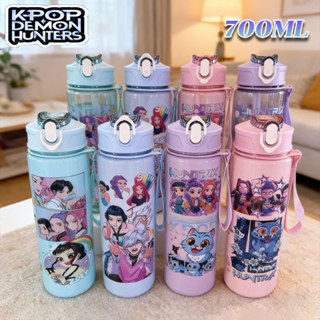 700ml ขวดน้ำสำหรับเด็ก K-pop Demon Hunters ขวดน้ำพร้อมหลอดดู…