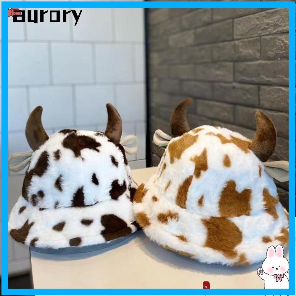 AURORY Fuzzy Bucket Hat, Keep Warm Hip Hop Fluffy Warm Hat, แฟชั่น Unisex Faux Fur Casual หมวกสําหรั