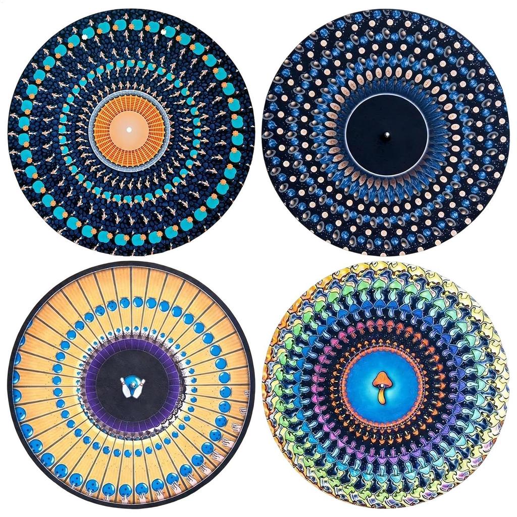 Turntable Mat 30 ซม.Anti-Slip Felt Visual Effect Optical Illusion Record Turntable Slipmat สําหรับ D