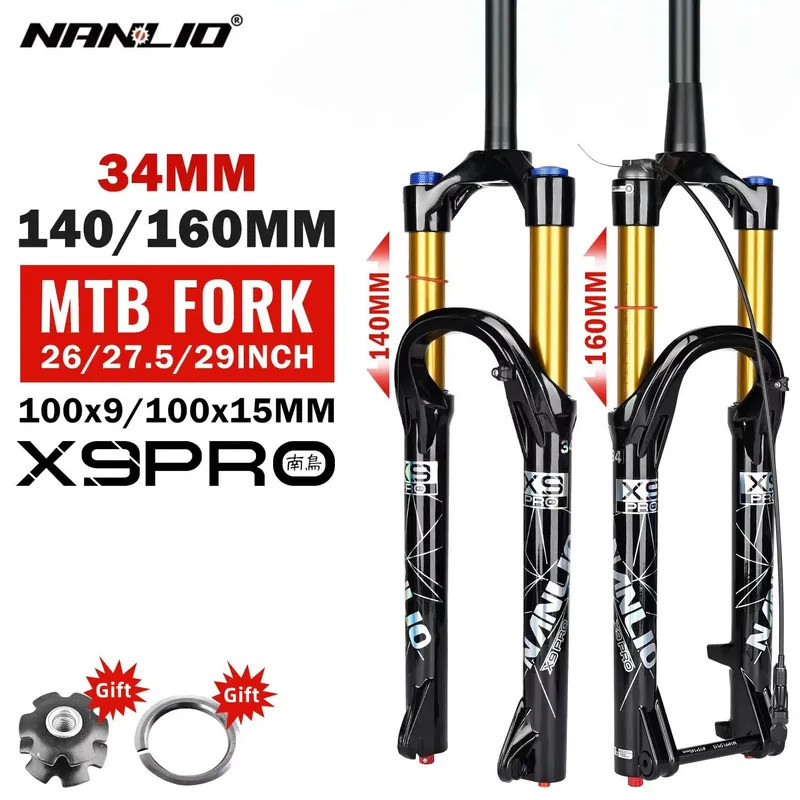 NanLio X9PRO MTB Air ส้อม 34 มม.140/160 มม.Travel 26/27.5/29 "QR/Thru เพลา Suspension สําหรับจักรยาน